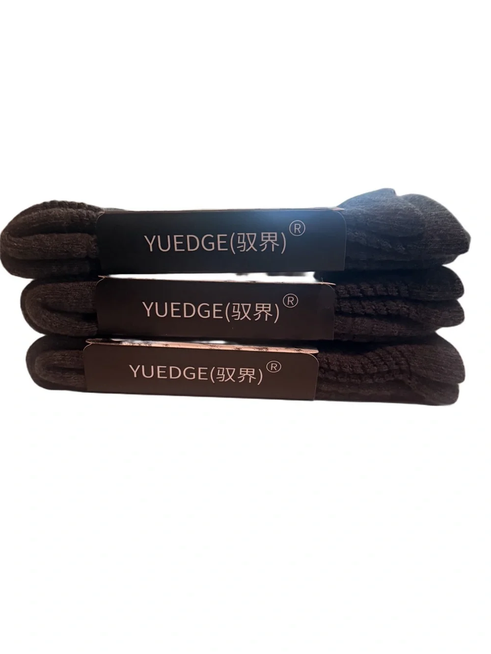 Yuedge 3-Pack Dark Gray Cushioned Crew Socks Cotton Blend Work Hiking Boot Socks